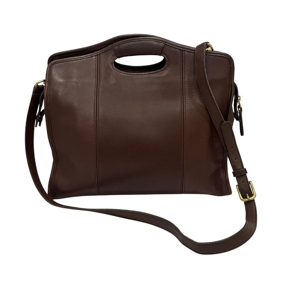 Vintage Coach Large Shopper Laptop Bag Mahogany Brown Leather 9995 USA Top Zip
